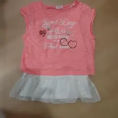 ピンク フリル付き Tシャツ MEZZO PIANO