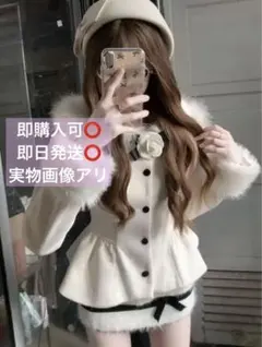 Lumignon Big Fur knit hoodie ネイビー×ピンク - メルカリ