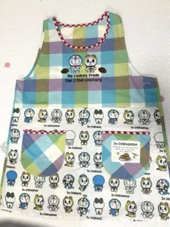 ドラえもん エプロン カラフル チェック柄　保育士