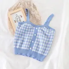 重ね着も可愛い♡オルチャン♡ギンガムチェックビスチェ♡ニットキャミソール♡韓国
