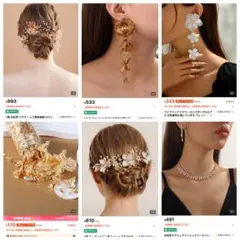 花モチーフ ヘッドドレス ブライダルセット