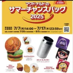 マクドナルド サマーチャンスバッグ 2025 夏4点セット