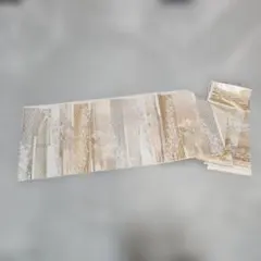 ゴールド系ストライプ花柄帯