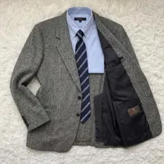 古着 ジバンシィ M ジャケット カシミヤ混ウール ヘリンボーン グレー 着痩せ