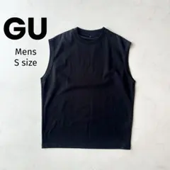 プ*ス様 GU ドライポンチスリーブレスT メンズ ノースリーブ ブラック 黒のサムネイル