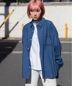 【WEGO】ビッグボタンダウンデニムシャツ　オーバサイズ　ウィゴー