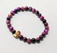 猫ブレスレット*DREAMNODIY*紫タイガーアイ16cm*221