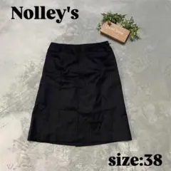 【Nolley's】ノーリーズ（38）膝丈スカート ストライプデザイン ブラック