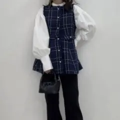 上品 パール ツイード ベスト ジレ