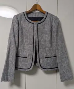 ノーカラー　ツイードジャケット　ネイビー　11号　入学式　卒業式