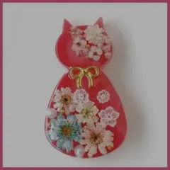 No.2741ハンドメイド レジンヘアゴム ドライフラワー 猫と花火 夏祭り