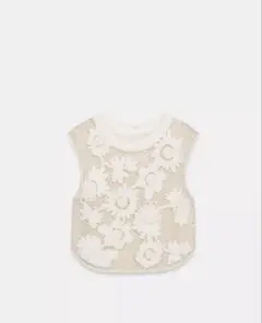 ZARA フラワー柄クロシェ編みトップス　ベスト