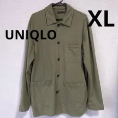ユニクロ UNIQLO オリーブ ボタン付きシャツジャケット