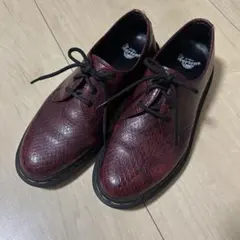 ドクターマーチン　3ホールシューズ　パイソン柄レッド　UK6