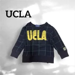 美品✨エフオーキッズコラボ　UCLAチェック柄長袖トレーナー　ネイビー【95】
