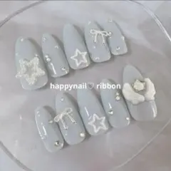 【ゆうゆうメルカリ便】ネイルチップ ワンホン キラキラ ハート リボン ガーリー