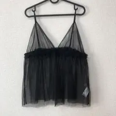 美品　メッシュビスチェ　フリル　ブラック　フリーサイズ