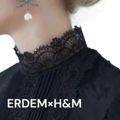 ERDEM H&M シルク ブラウス レース フリル ブラック　S
