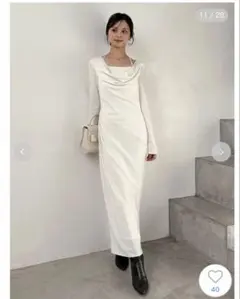 SNIDEL ドレープバックサテンロングワンピース