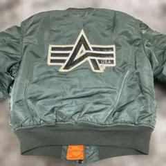 90s USA製Alpha Industries MA-1 セージグリーン ロゴ