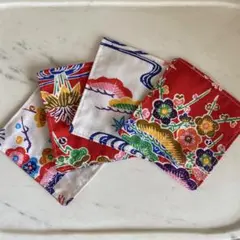【紅型柄コースター】 花柄　琉球紅型柄　沖縄　リバーシブル　17