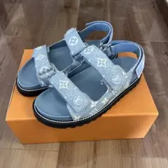 美品　37 LOUIS VUITTON本店　デニム サンダル　ルイヴィトンのサムネイル