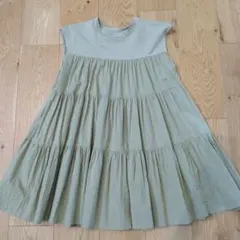 ViS ノースリーブ ティアードワンピース カーキ F