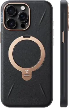 TORRAS iPhone15ProMax ケース 360°回転スタンド 黒
