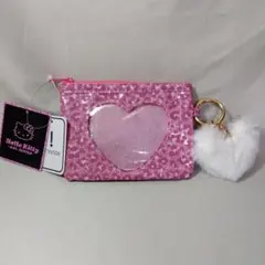 ハローキティ ハート窓付きポーチ -GAL SERIES- ピンクヒョウ柄