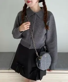 NICE CLAUP ポロ襟ニットカーディガン