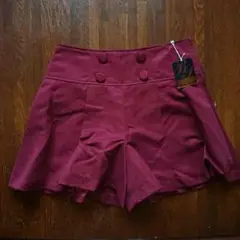 バーガンディ ボタン付きフレアパンツ M 新品未使用