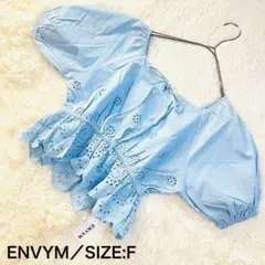 新品 アンビー トップス F ブルー レース Y2K クロップド 夏物 かわいいのサムネイル