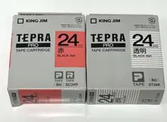 キングジム テプラPRO テープカートリッジ 24mm セット 赤 透明 新品