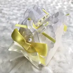 ぬいぐるみ用　ヘッドドレス　333イエロー　フリル付