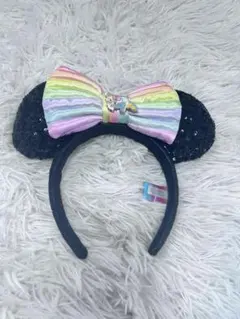 ミッキー 耳 カチューシャ カラフルリボン 40周年