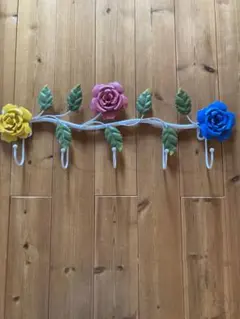 壁掛け用　フック付きインテリア　薔薇