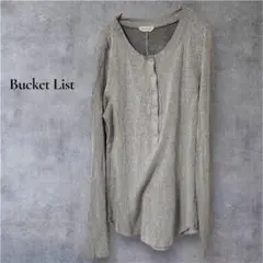 Bucket List ヘンリーネック 長袖 Tシャツ グレー レディース