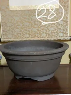 ㉘盆栽鉢 陶器鉢 植木鉢 和風 盆栽 観葉植物泥鉢（無釉薬印字あり 落款入り9号
