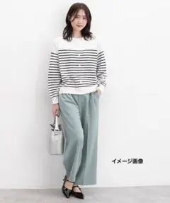 GLOBAL WORK ライトブルー/グリーン スラックス Sサイズ