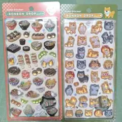 新品未開封★ボンボンドロップシール 和柄2種セット★日本食＆柴犬
