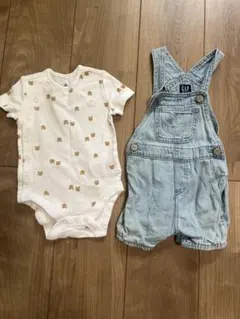 GAP デニムオーバーオールとロンパースセット 3-6ヶ月【まとめ買い割引あり】