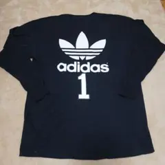 レア80s 90'sアディダ万国旗 両面 ビックトレフォイル ロンT 黒 L