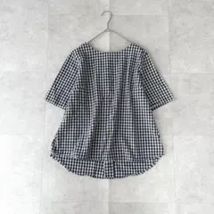 TICCA ギンガムチェック ボリュームスリーブ スキッパーシャツ 