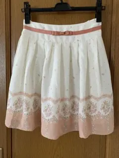 フレアスカート ピンク 花柄