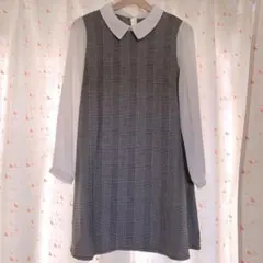 INGNI ワンピース 長袖 チェック柄 千鳥格子 ブラック グレー ホワイト