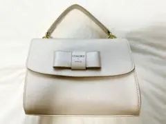 【ほぼ新品】 COLORS オフホワイト ハンドバッグ リボン