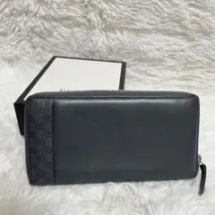 美品✨GUCCI グッチ　長財布　ロングウォレット　シマ　グレー