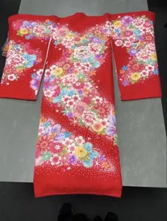 子供着物 襦袢付 女の子 一つ身 お宮参り 手毬柄 三歳 七五三 X-1007 