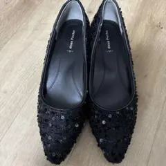 【※値下げ※ 新品・美品】スパンコール装飾 ブラック ポインテッドトゥ パンプス