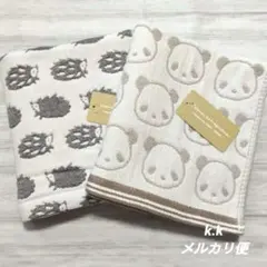 フェイスタオル ハリネズミ パンダ アニマル 北欧 3重ガーゼタオル 2枚 新品のサムネイル